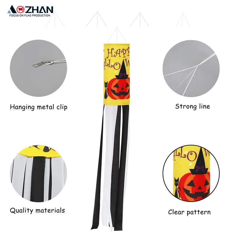 43 Inch Halloween Ghost Windsocks Hanging Decorations Flag Wind Socks for Home Yard Outdoor Decor Party Supplies