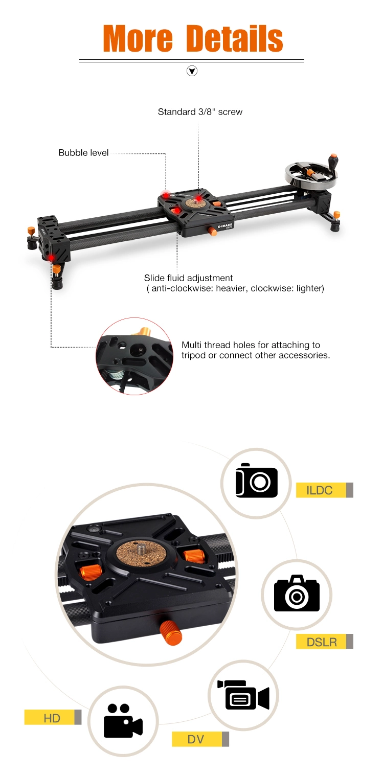 E-Image Es70 70cm Carbon Fiber Camera Slider with Flywheel for DSLR Video