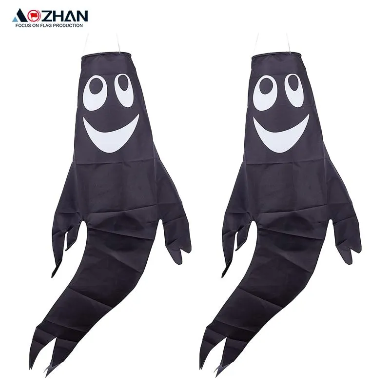 Bianco Nero Fantasma Manica A Vento Bandiera Halloween Patio Prato Giardino Decorazioni per la casa (Materiale Poliestere)
