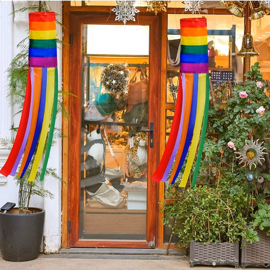 Decorazione per banner per eventi Lgbt, decorazione per esterni a strisce, colonna arcobaleno da 60 pollici