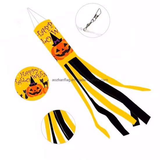 Bandiera personalizzata per manica a vento di Halloween con stampa in poliestere 100D a colori personalizzata, bandiera americana del paese